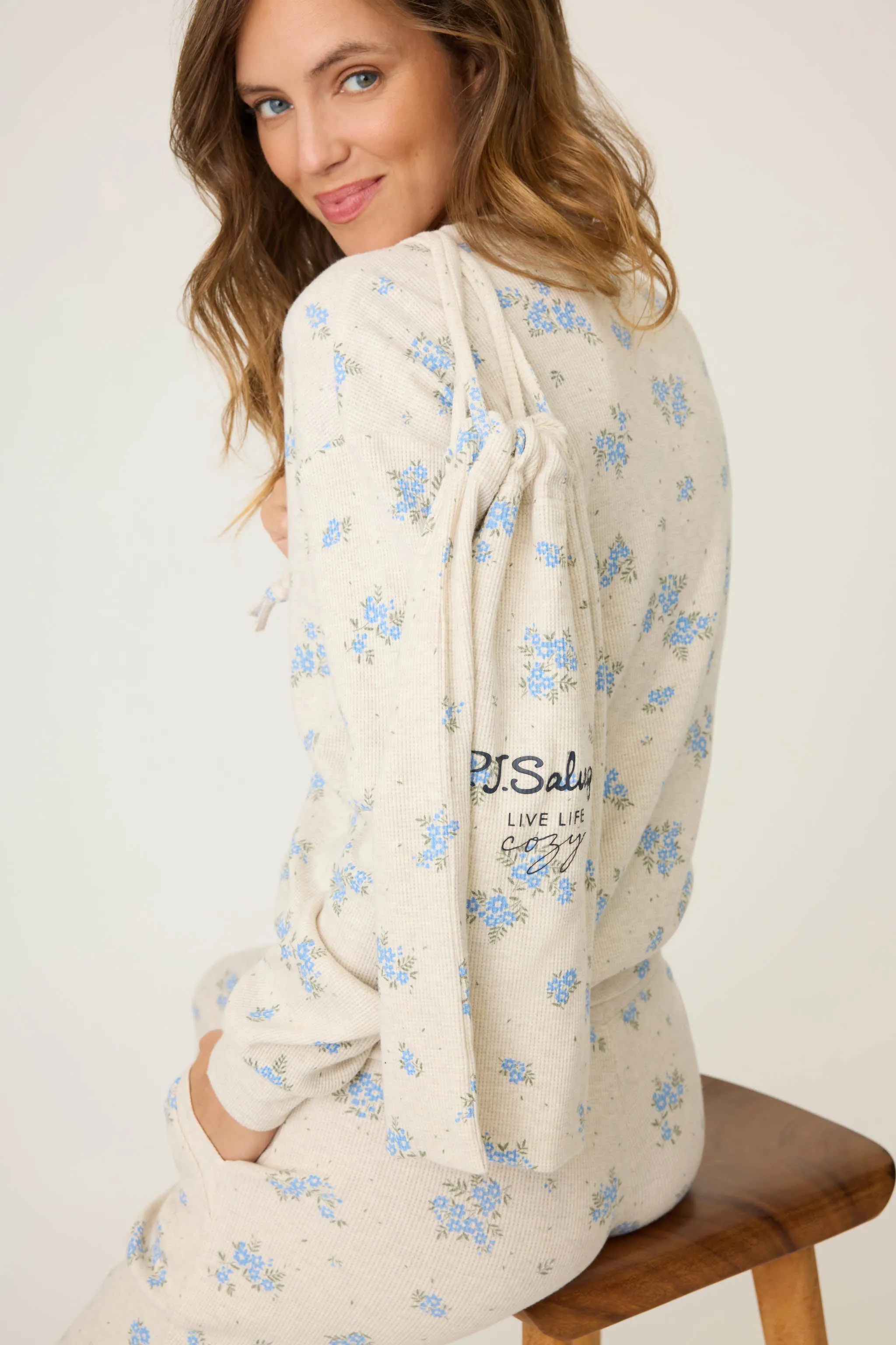 4-Piece Dainty Floral Waffle Thermal Jammie Gift Set