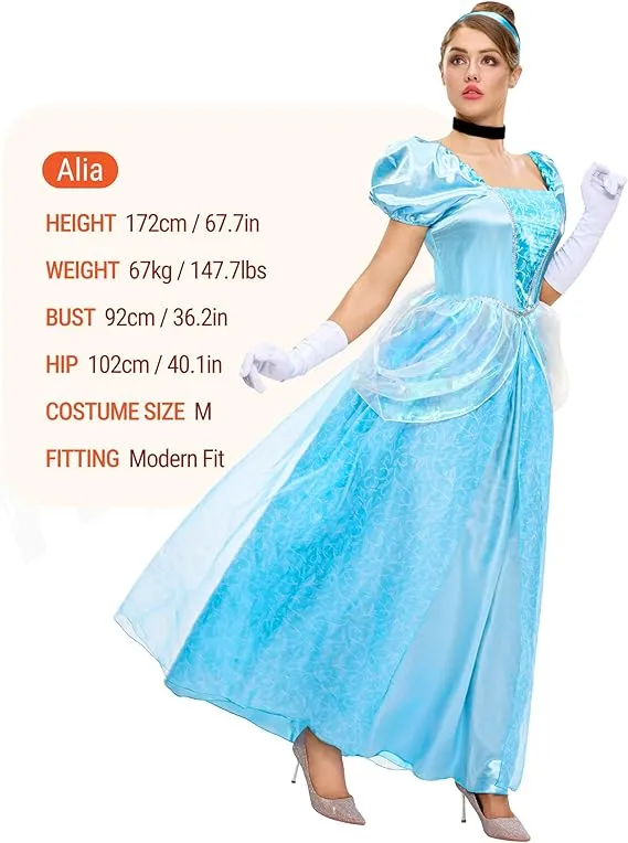 Adult Princess Costume, Halloween Blue Princess Dress