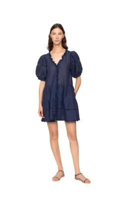 Antonina Solid Cotton Puff Sleeve Dress