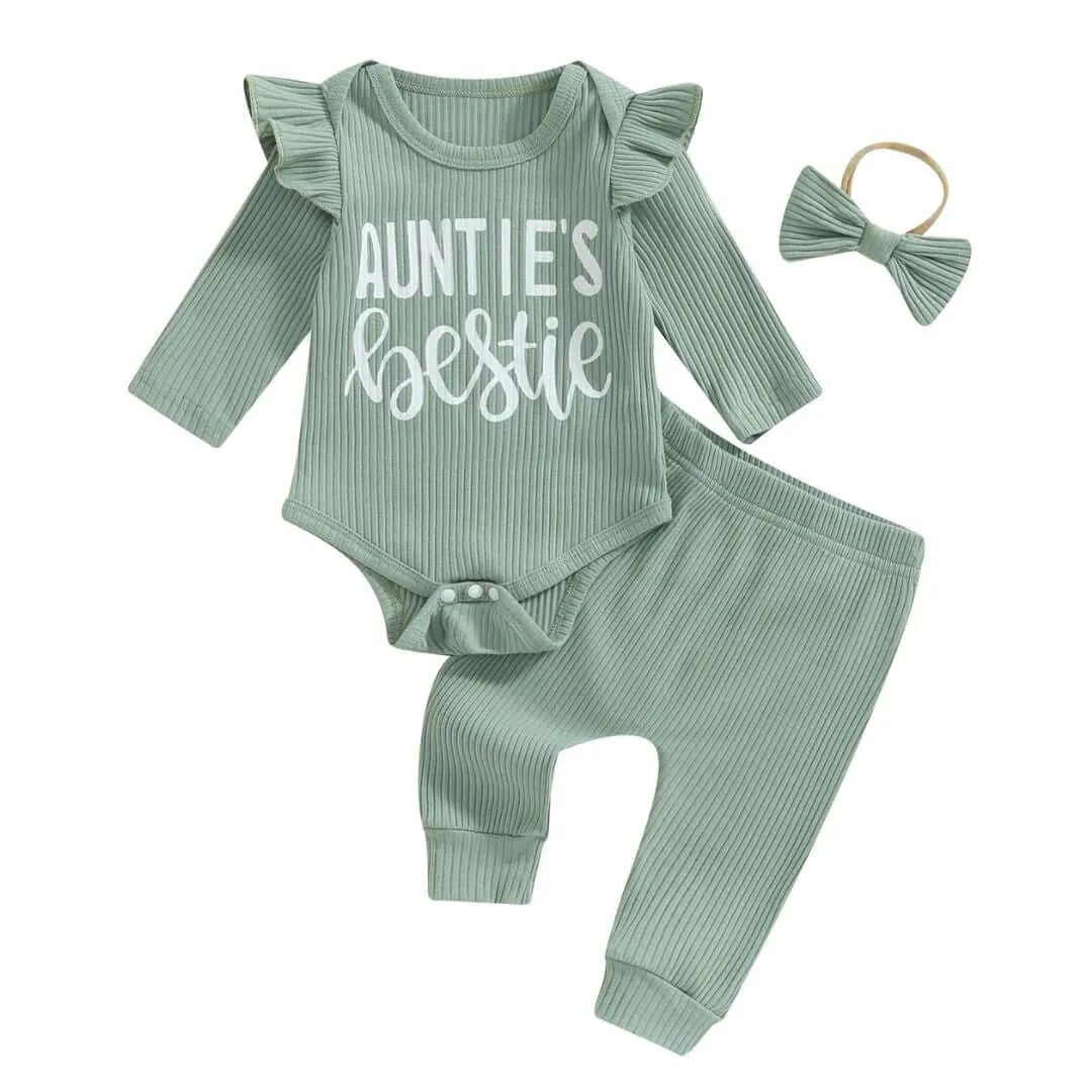 Auntie's Bestie Ribbed Baby Set