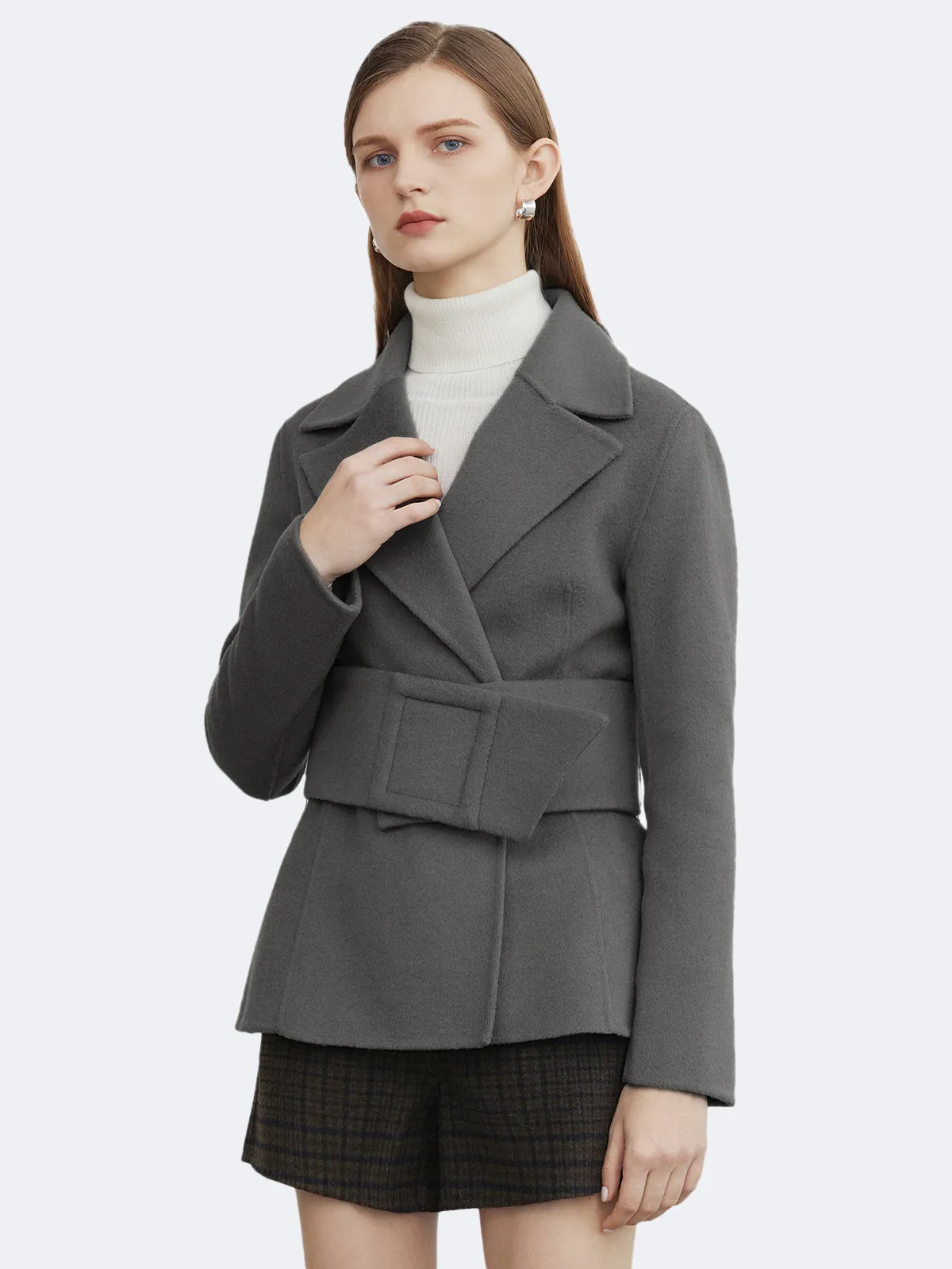 Belted Wool Short Coat