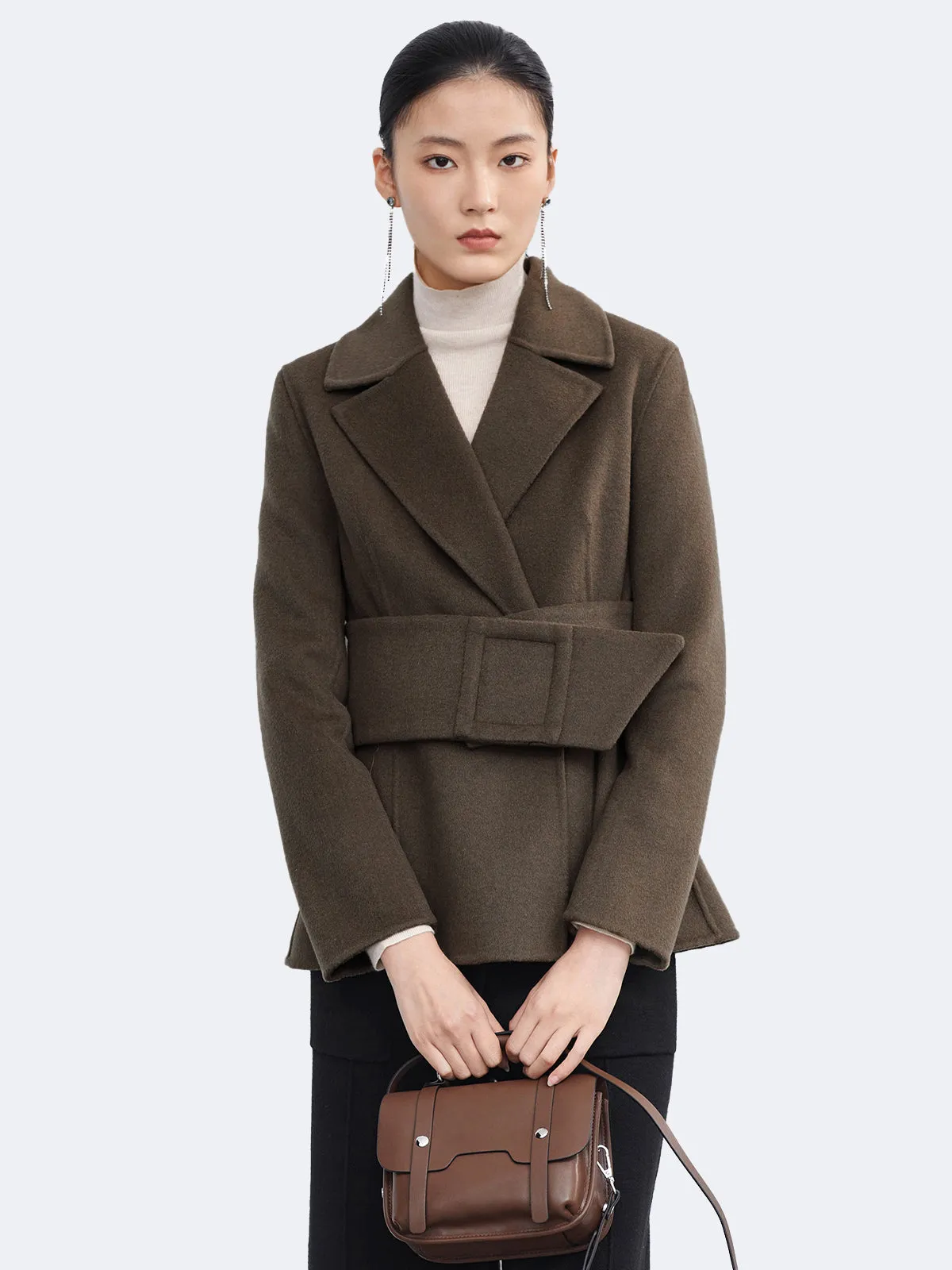 Belted Wool Short Coat