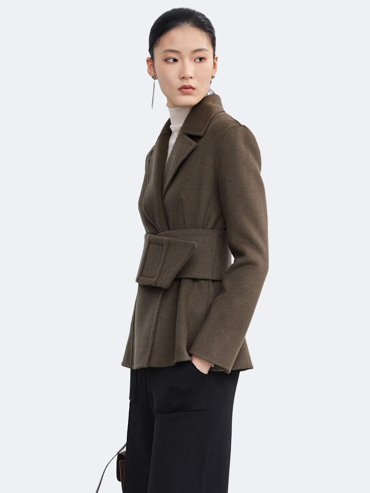 Belted Wool Short Coat