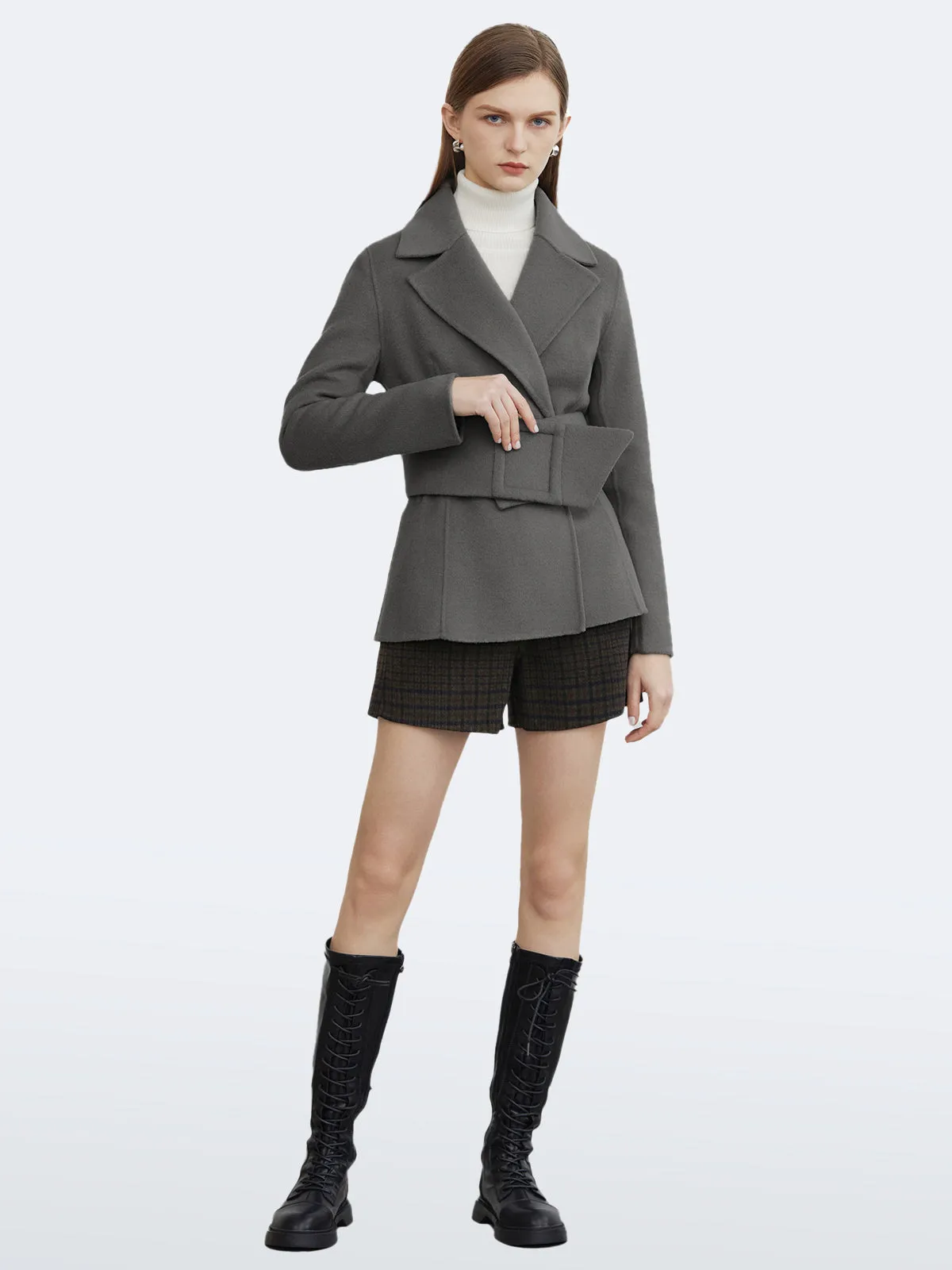 Belted Wool Short Coat