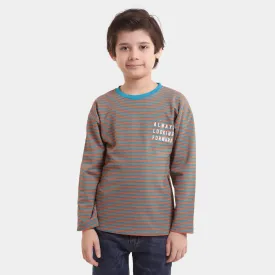 Boys Cotton T-Shirt Looking Forward - Stripes