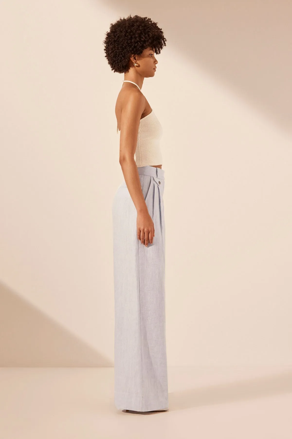 BRISA TAILORED WIDE LEG PANT - ICE BLUE