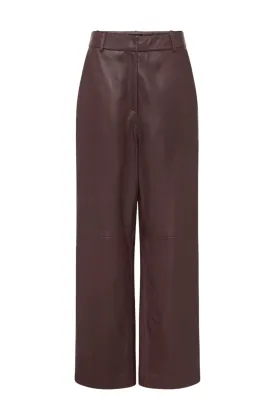 Brown Joey Cropped Leather Pants