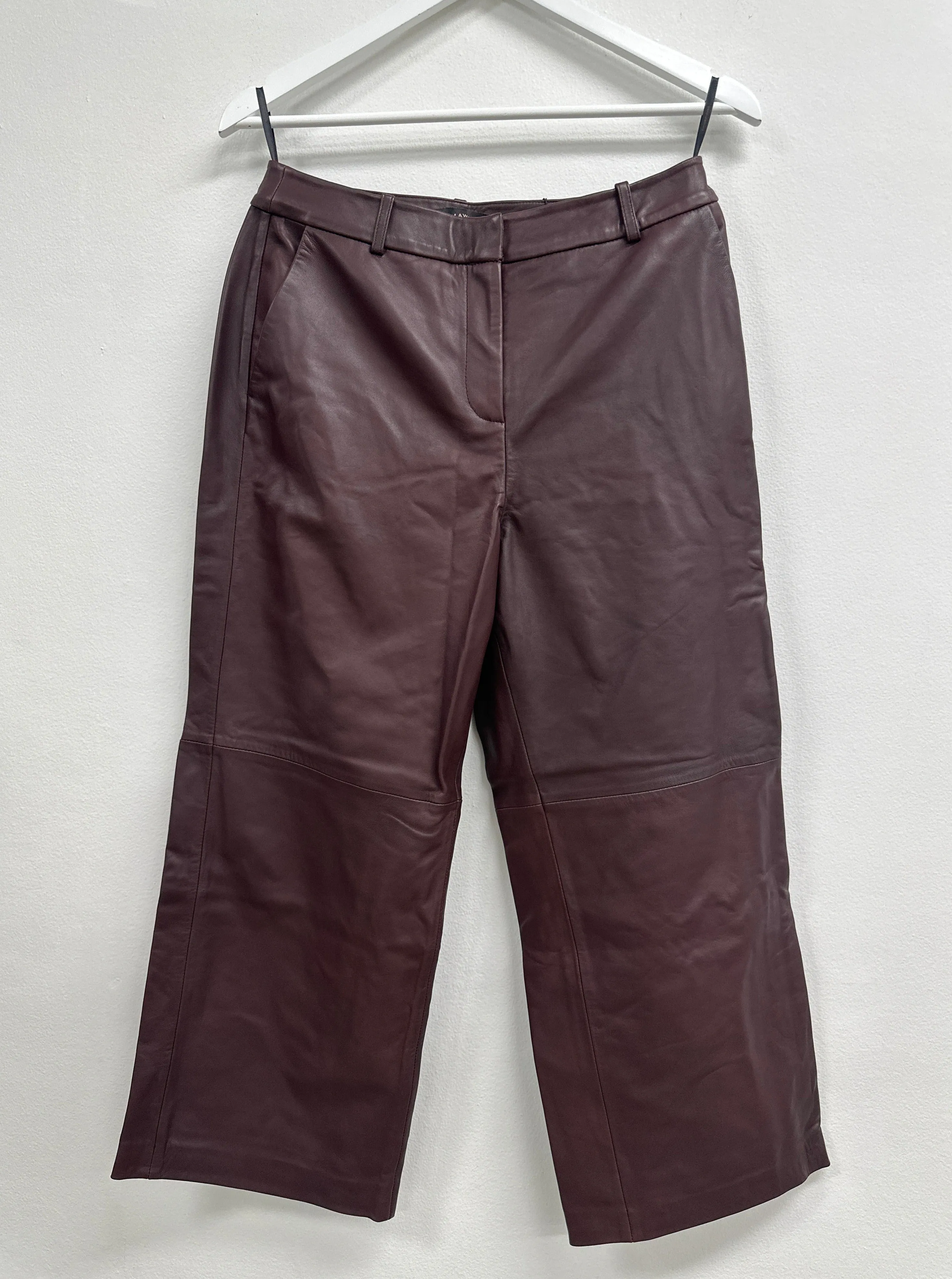 Brown Joey Cropped Leather Pants