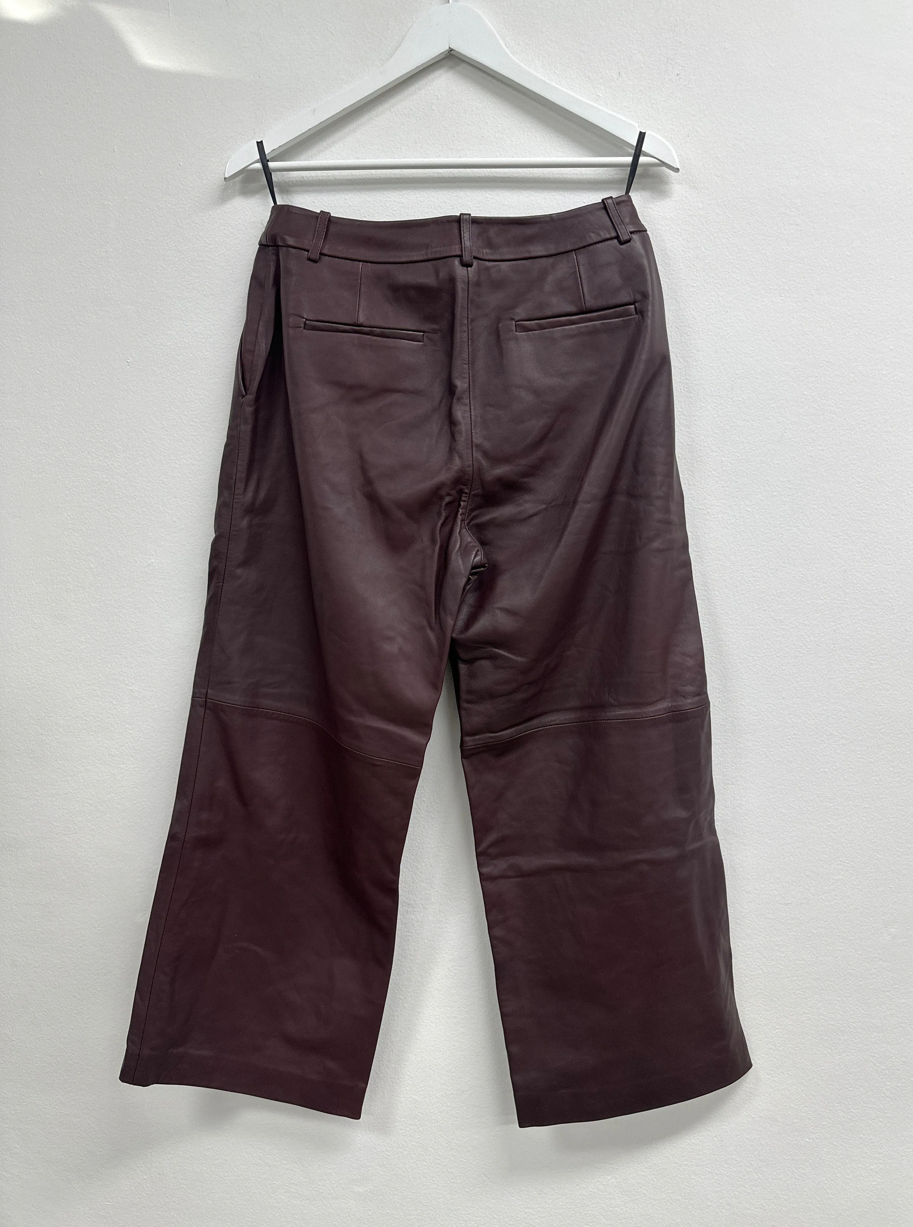 Brown Joey Cropped Leather Pants