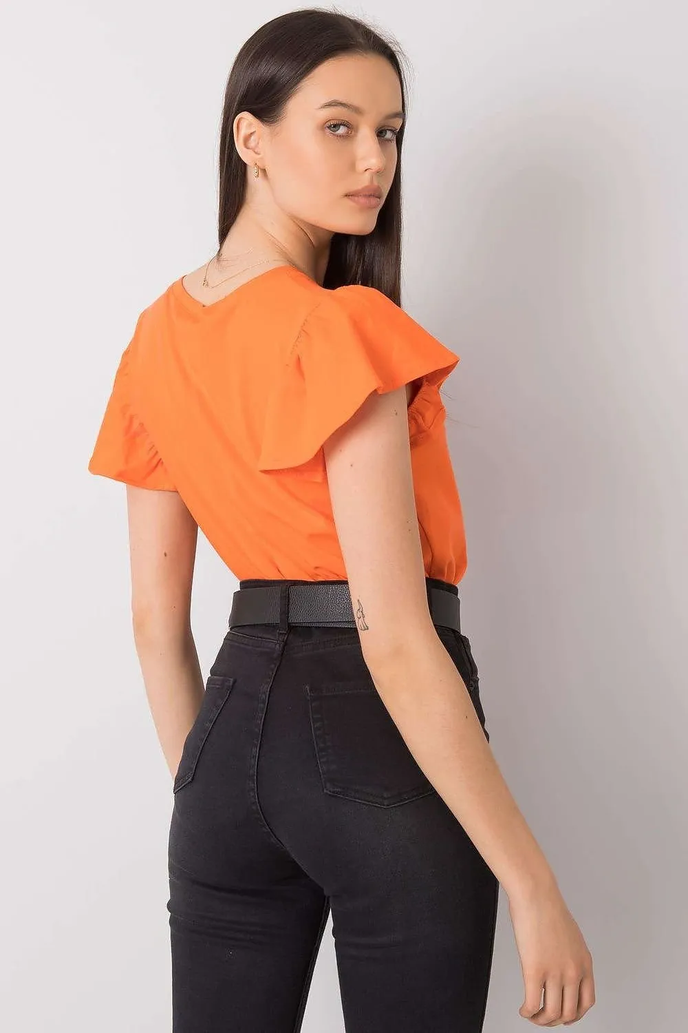 Chic Frilled Cotton Short-Sleeve Blouse