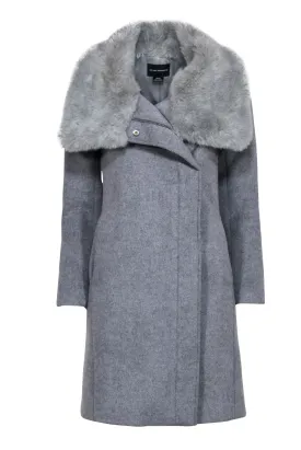 Club Monaco - Grey Pea Coat w/ Fur Trim Sz XS