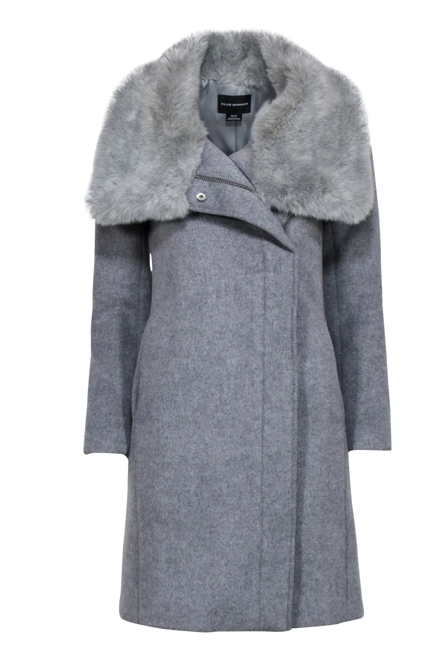 Club Monaco - Grey Pea Coat w/ Fur Trim Sz XS