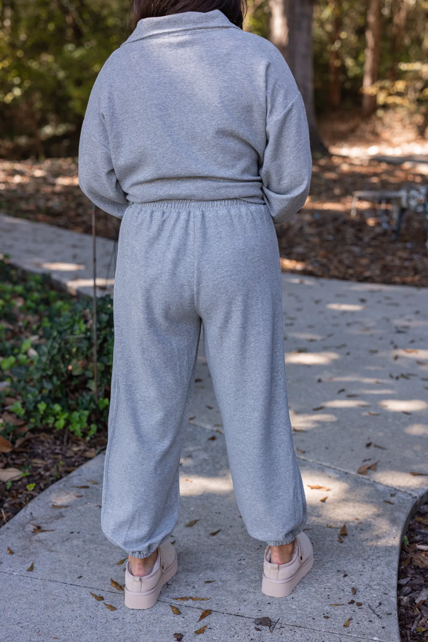 Comfy Attitude Grey Ribbed Joggers