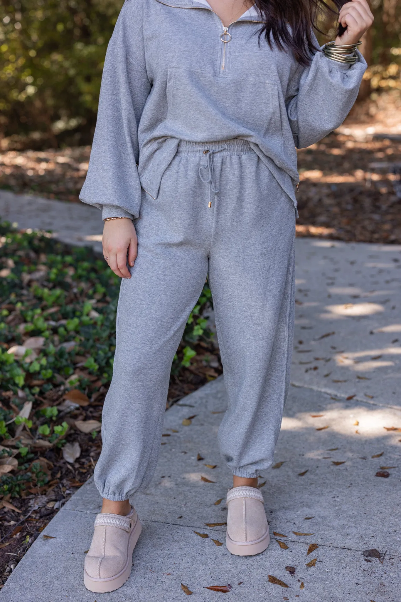 Comfy Attitude Grey Ribbed Joggers