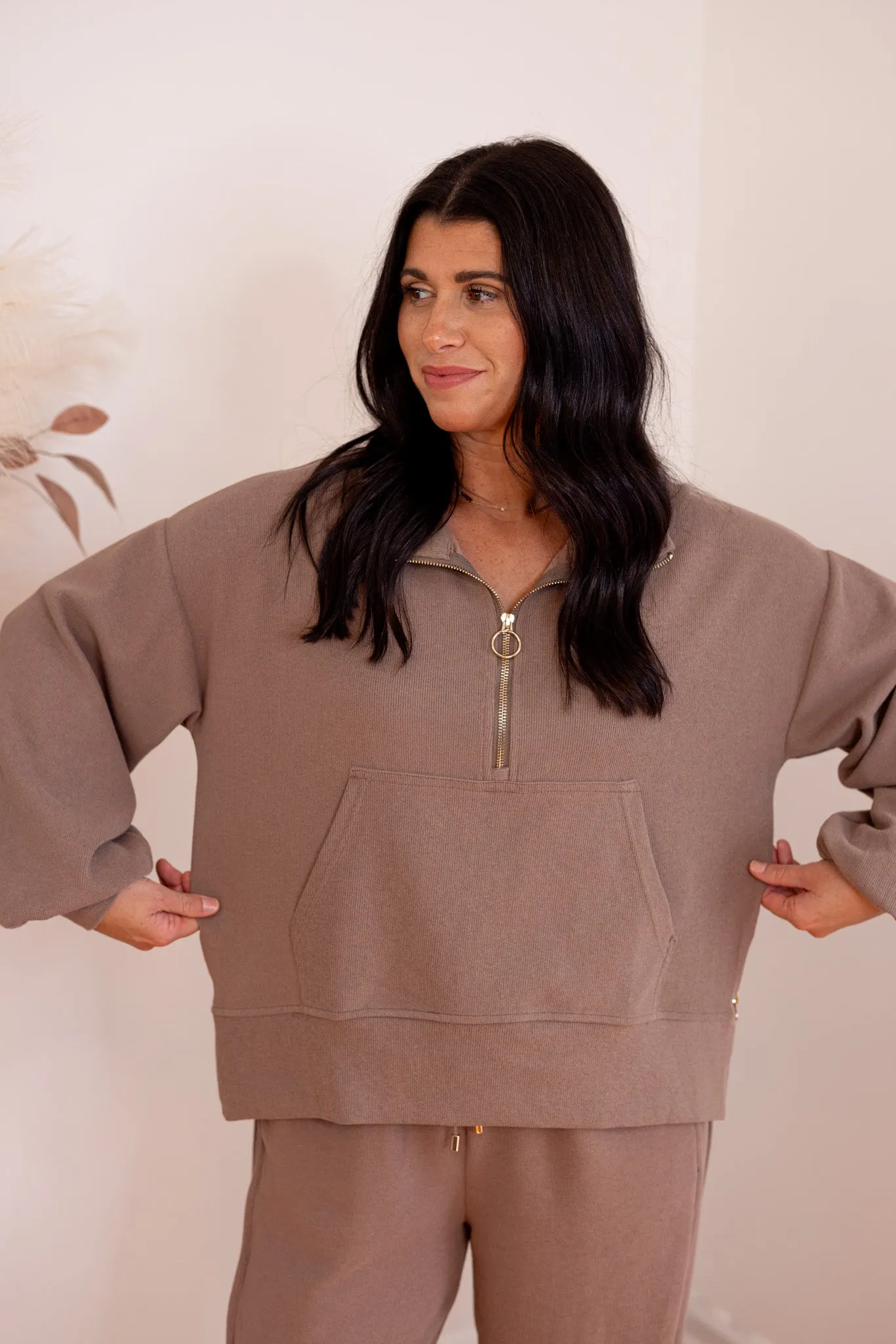 Comfy Attitude Mocha Ribbed Top