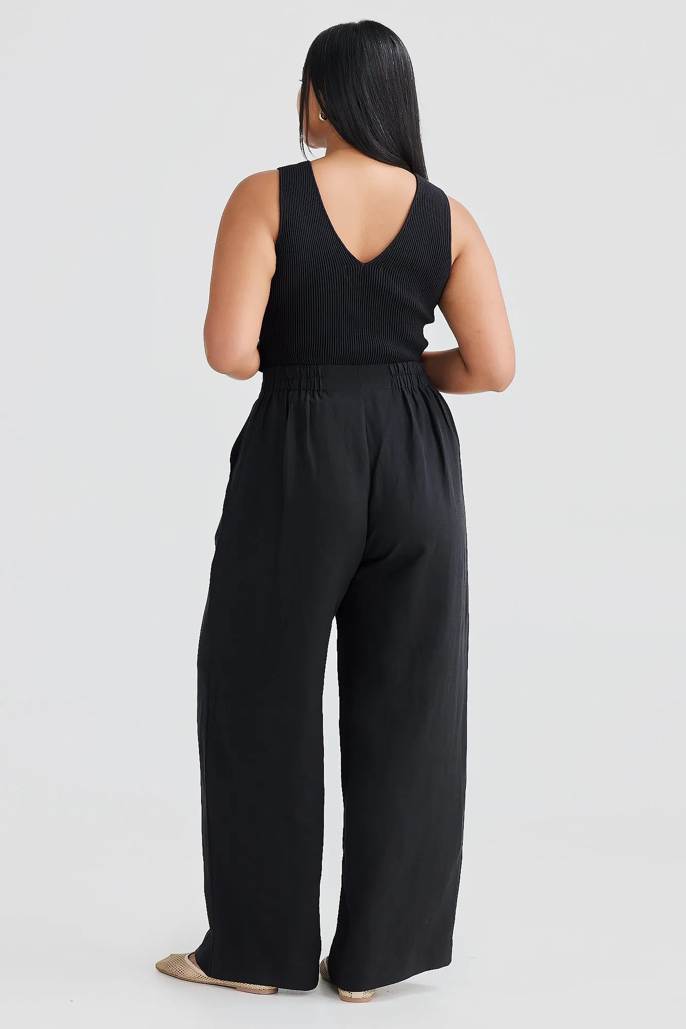 Core Linen Tailored Pants - Black