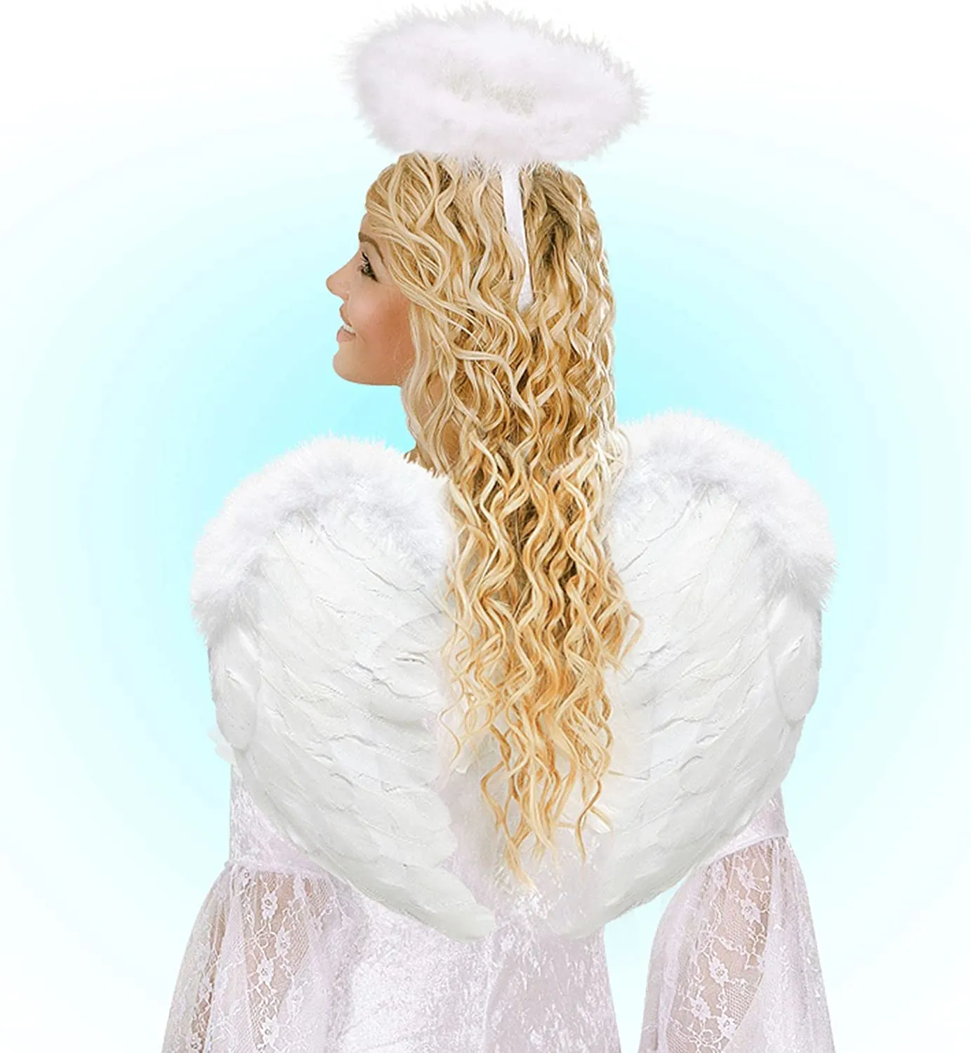 Deluxe White Feather Wings 50x40cm