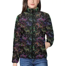 Floral Elk Women's Stand Collar Padded Jacket