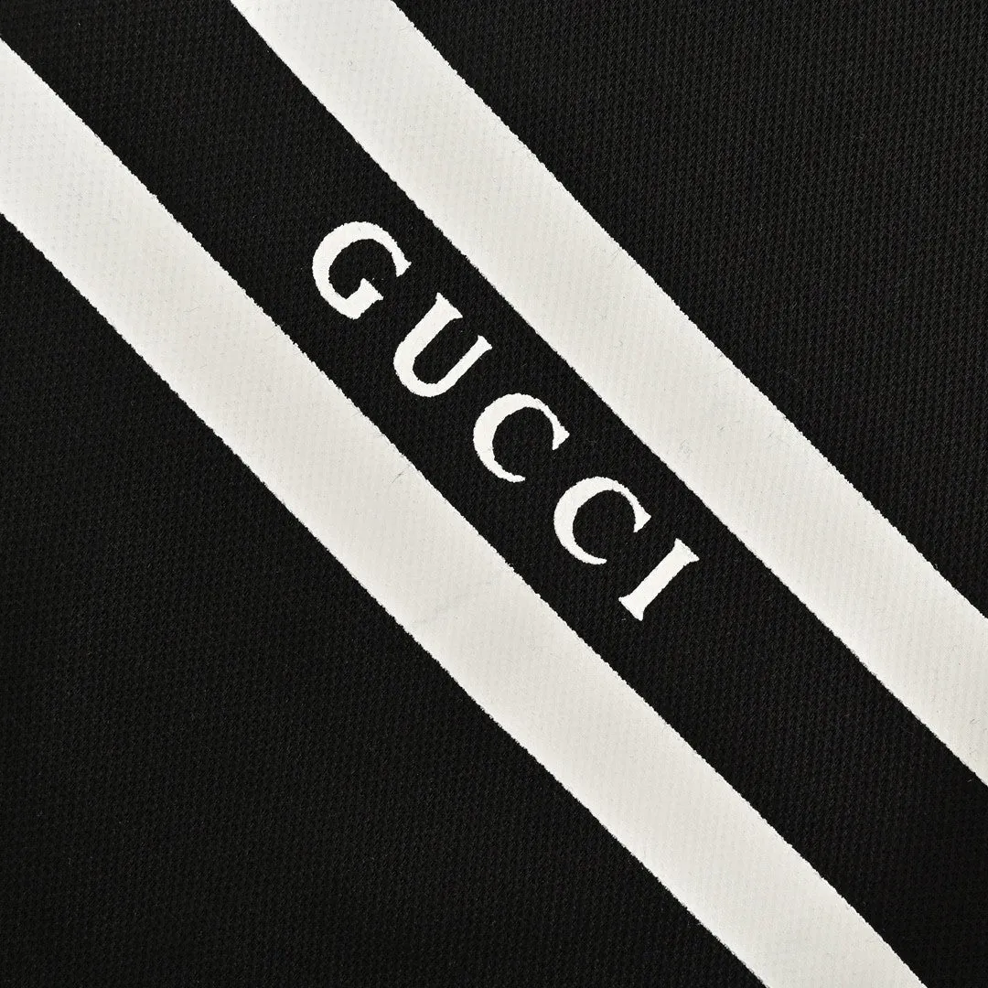 Gucci Striped Logo Polo Shirt (Black)