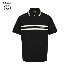 Gucci Striped Logo Polo Shirt (Black)