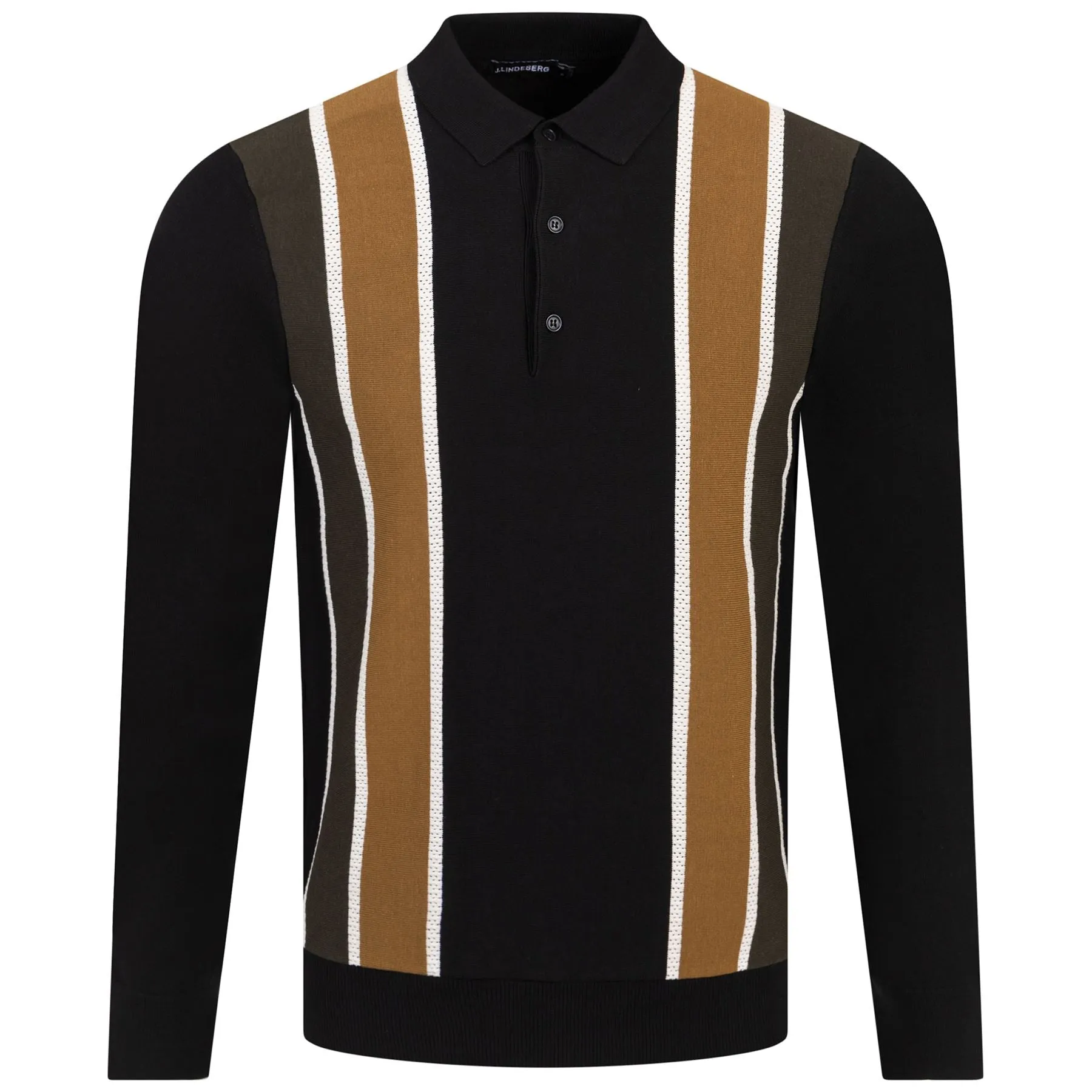 Heden Striped Knitted Polo Black - AW23