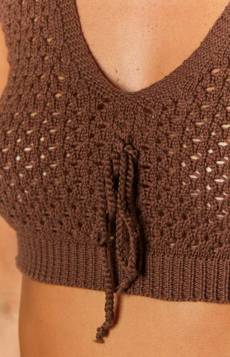 Jimmi Brown Knit Crop Top