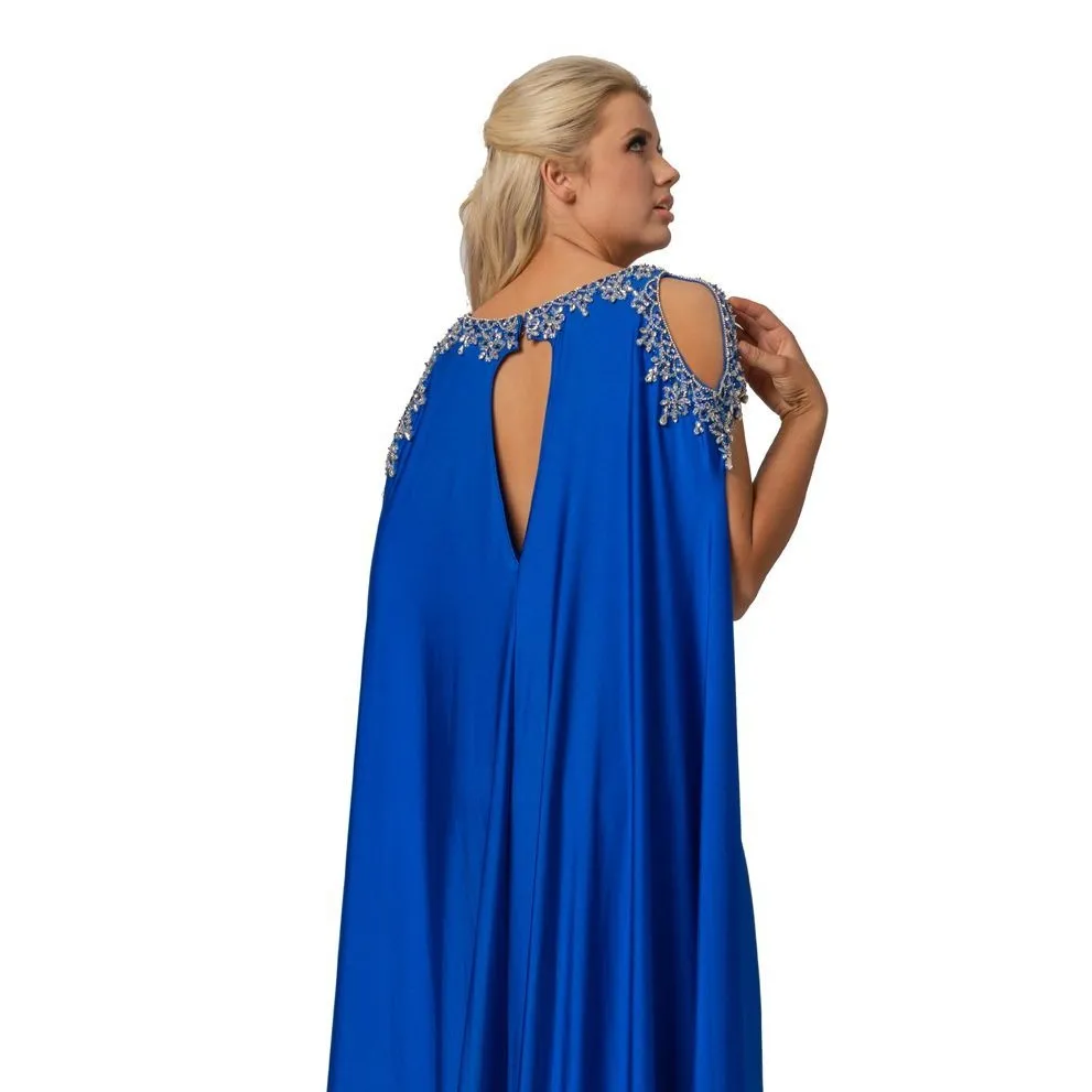 Johnathan Kayne 2075 size 4 Embellished High Neckline Pageant Dress Cape Evening Gown