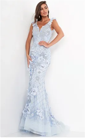 Jovani - 02773 - Floral Applique Evening Dress