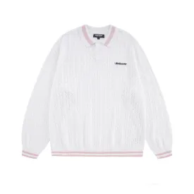 Knitwear White / Pink Knit Polo | Unknown