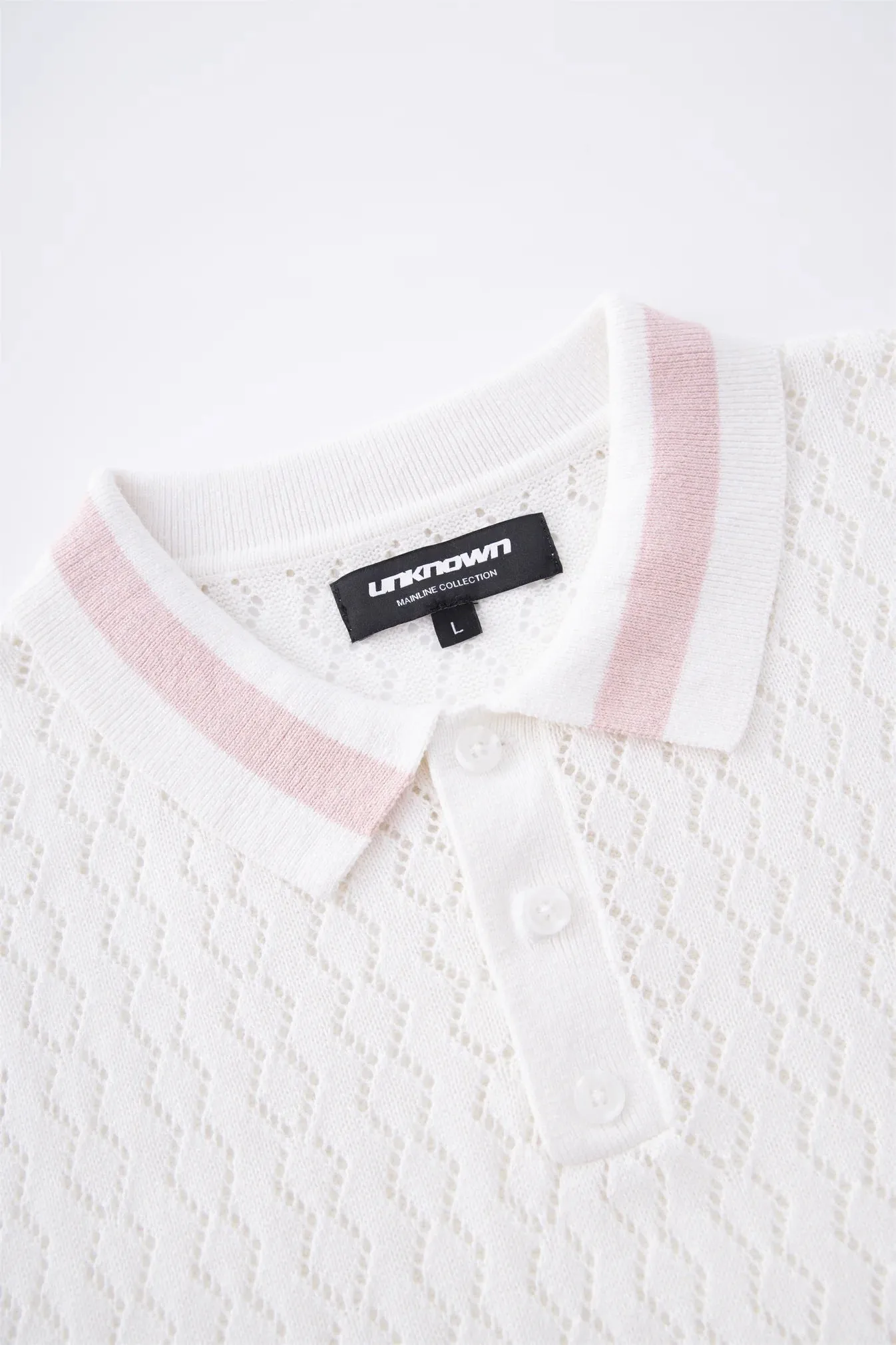 Knitwear White / Pink Knit Polo | Unknown