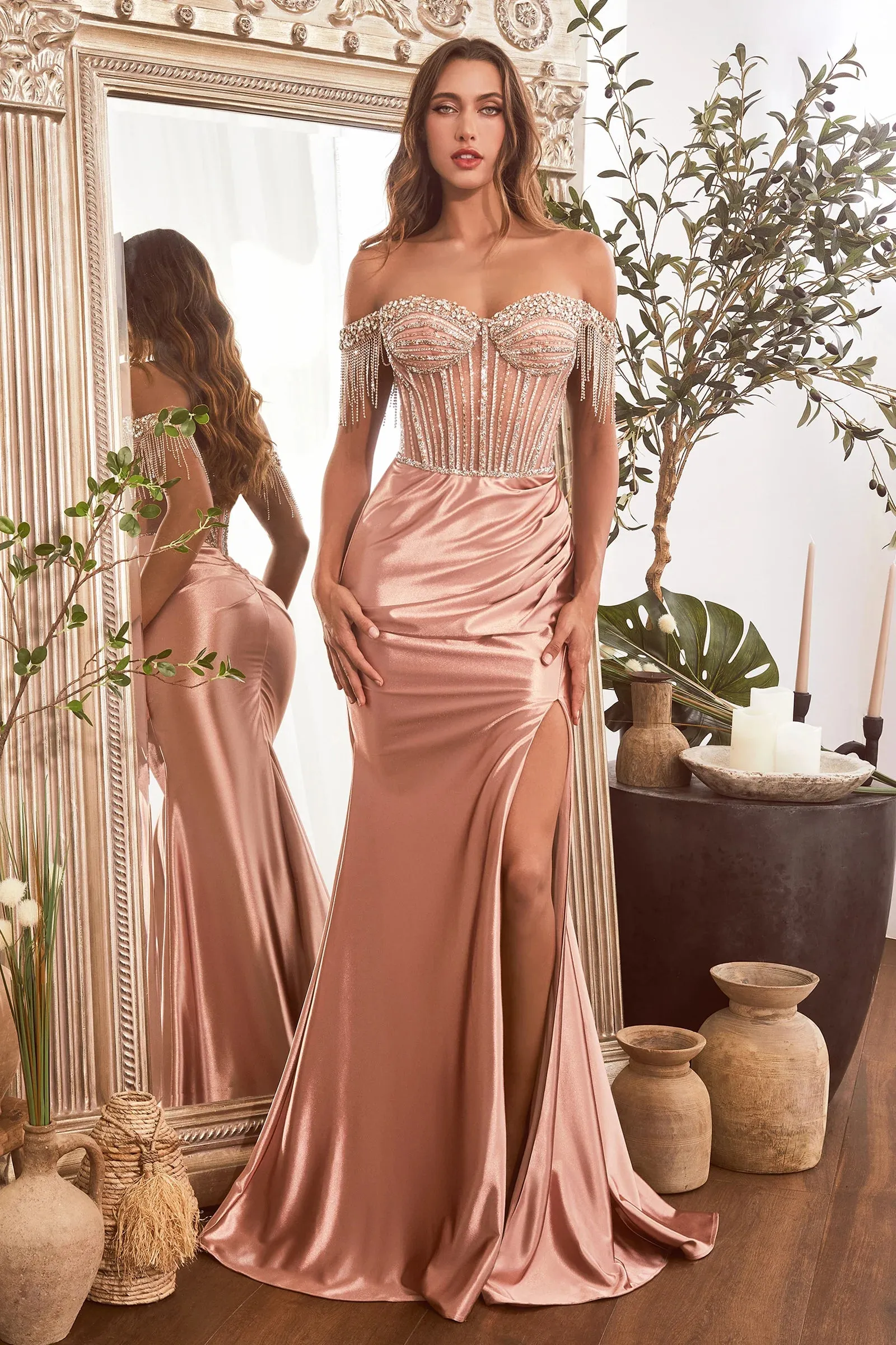 La Divine - CD821 - Embellished Fitted Off the Shoulder Evening Gown