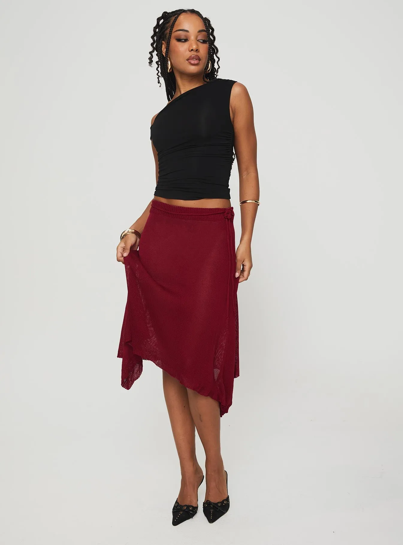 Leysa Midi Skirt Red