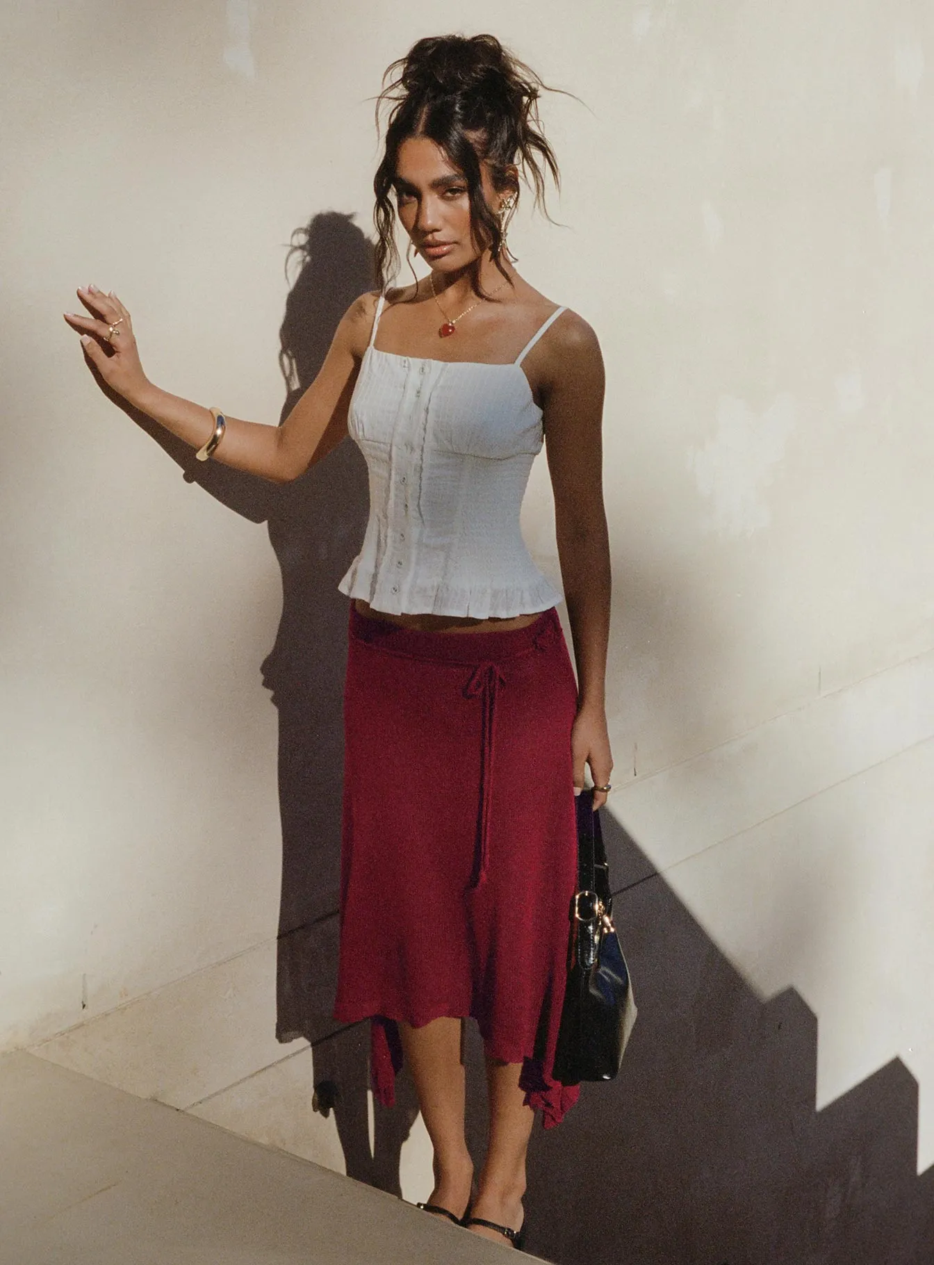 Leysa Midi Skirt Red