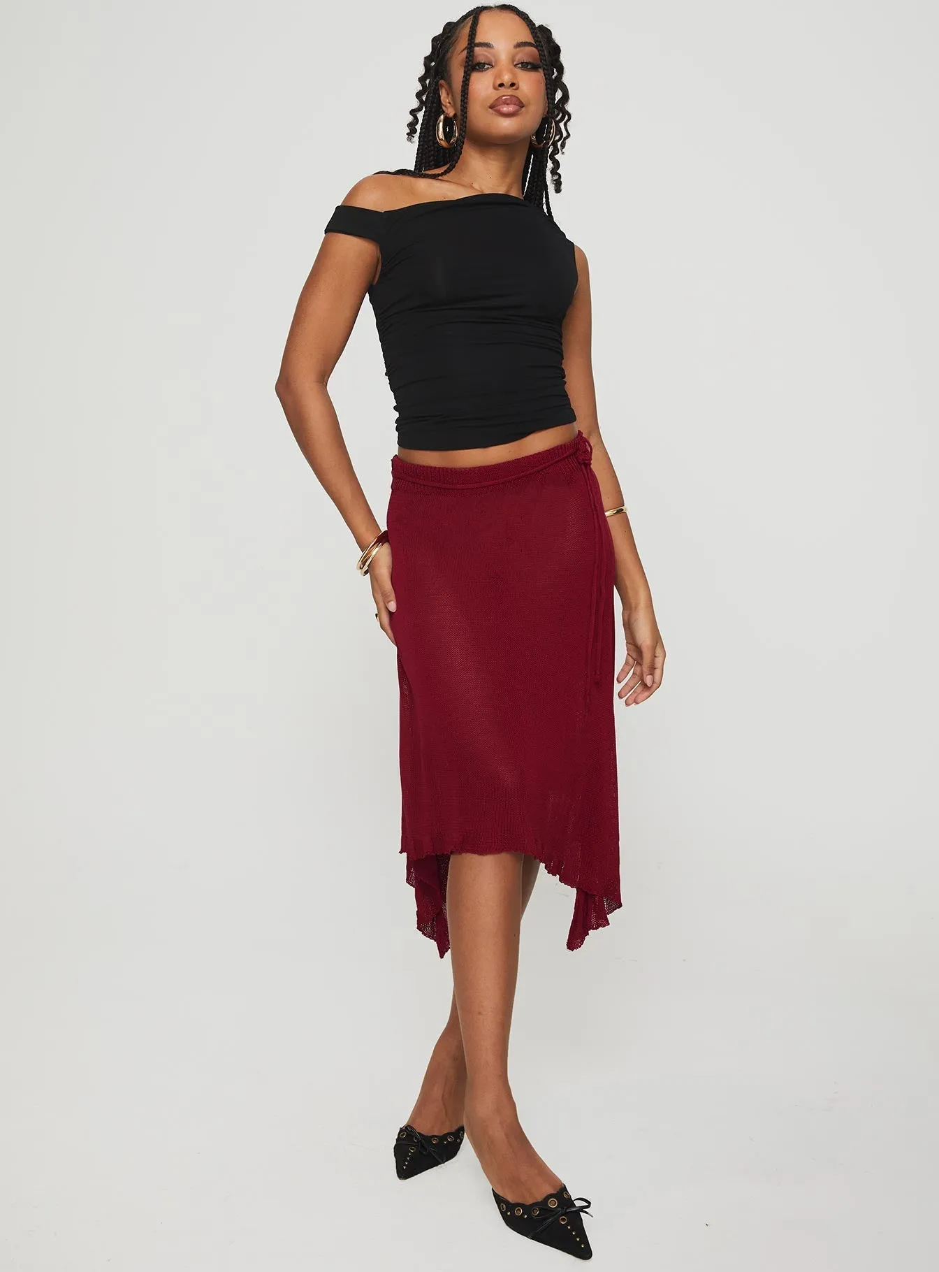 Leysa Midi Skirt Red