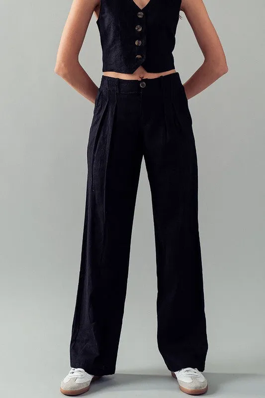 Linen Tailored Wide Leg Pants