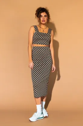 Looking Good Print Top   Skirt Set in Checkerboard