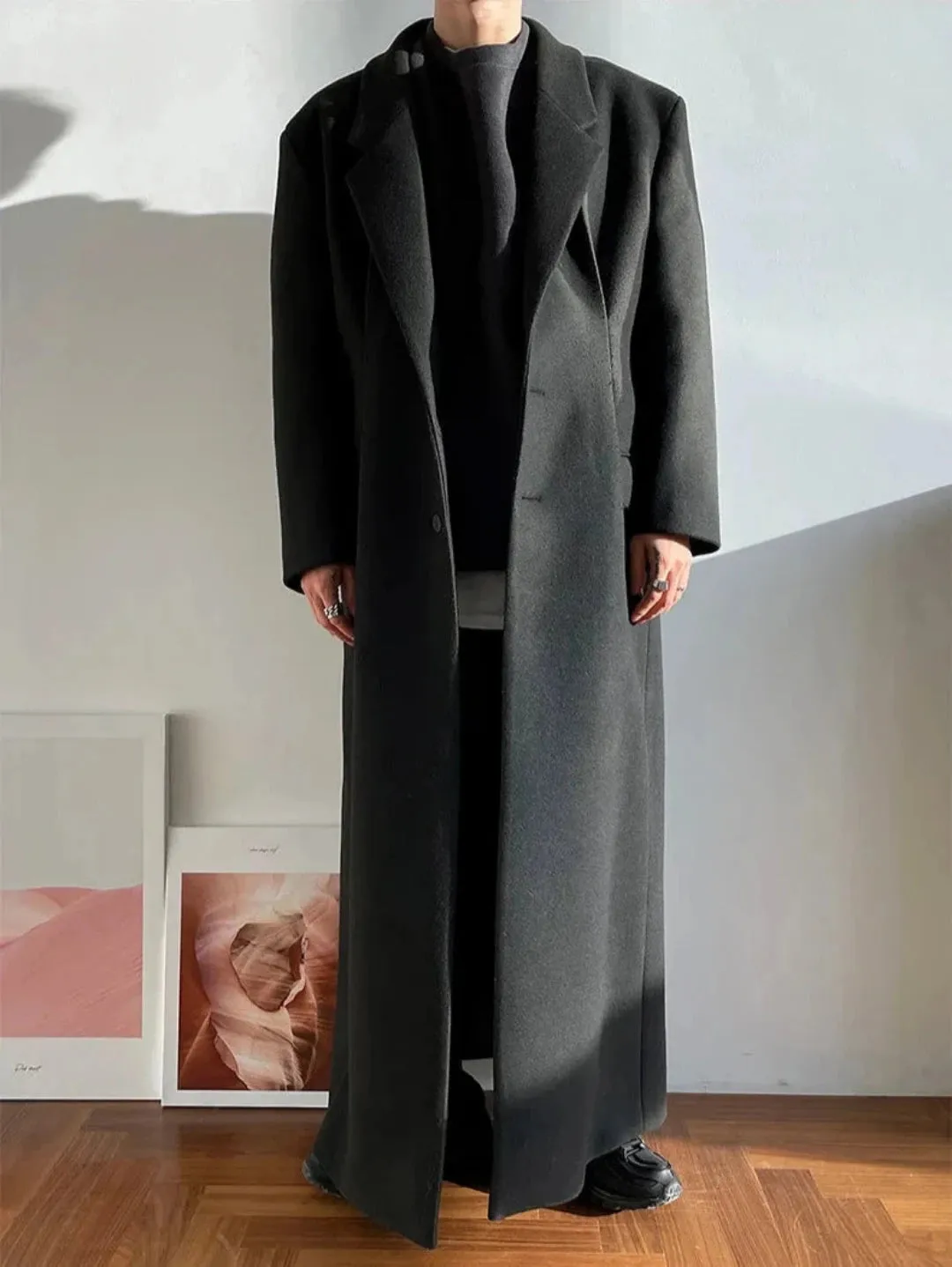 Men's Oversized Extra Long Wool Blend Coat