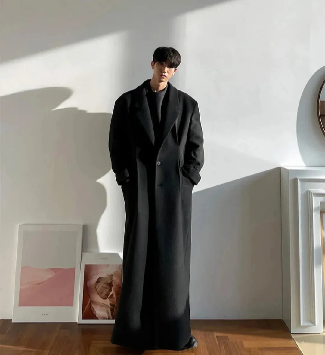 Men's Oversized Extra Long Wool Blend Coat