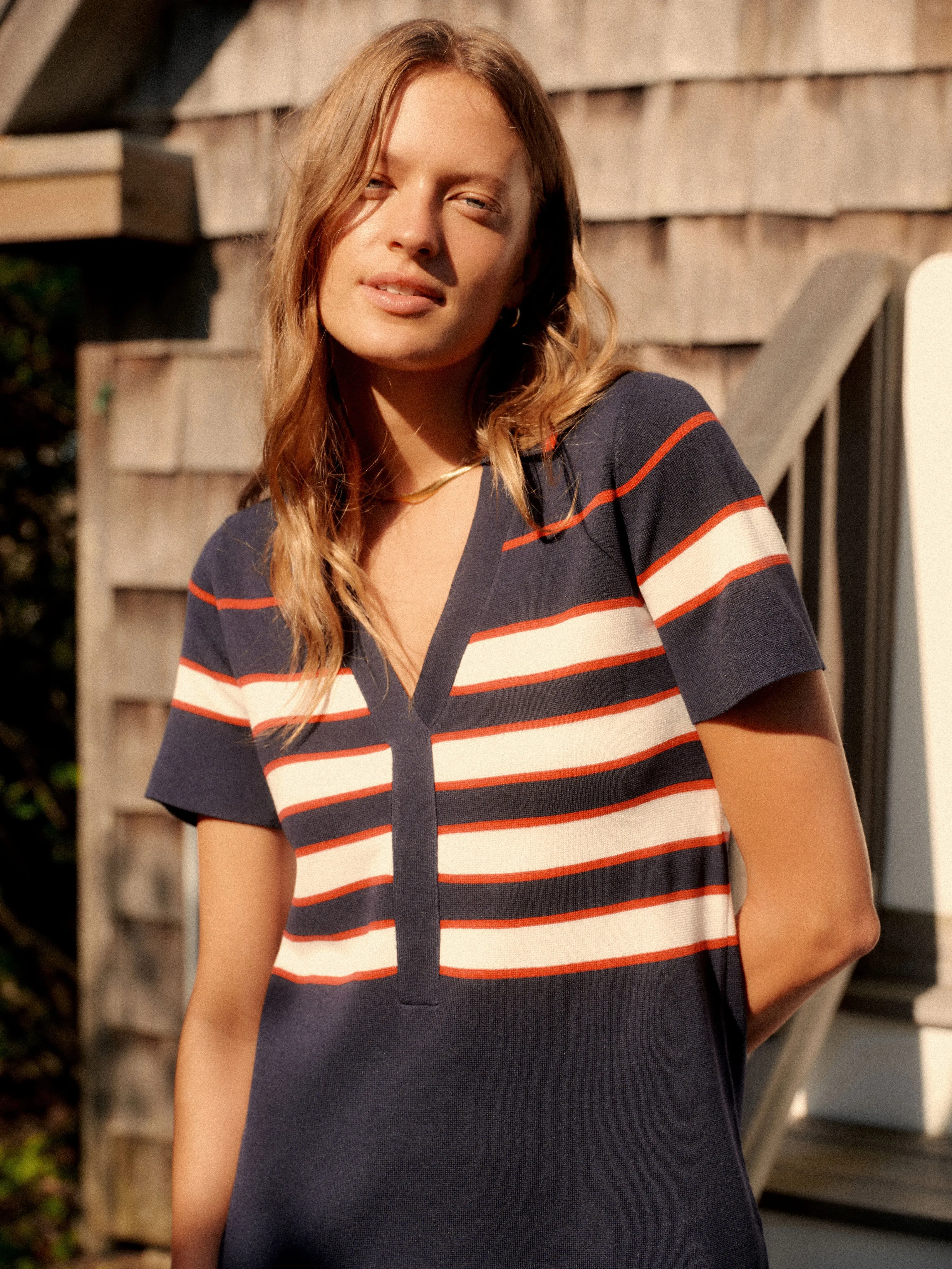 Navy and White Wright Polo Dress