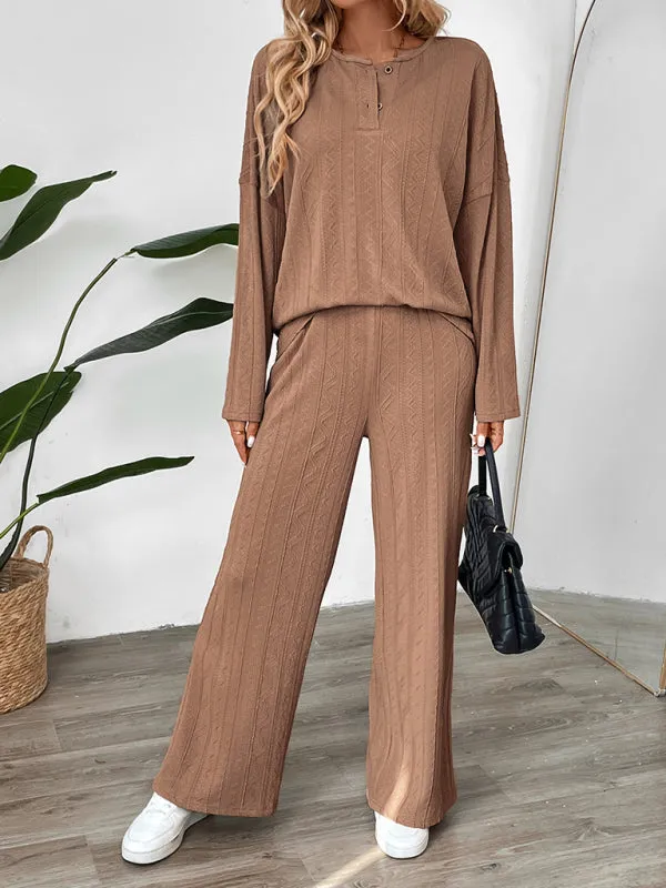 Oversized Set with Textured Top & Casual Pants