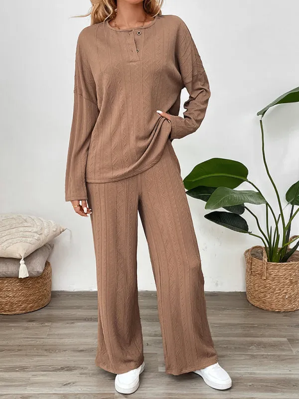 Oversized Set with Textured Top & Casual Pants