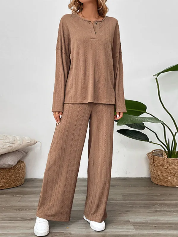 Oversized Set with Textured Top & Casual Pants