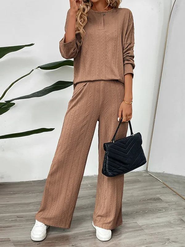 Oversized Set with Textured Top & Casual Pants