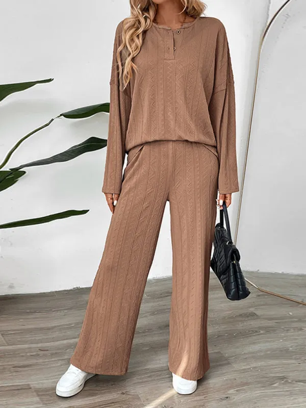 Oversized Set with Textured Top & Casual Pants