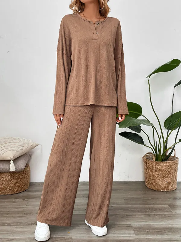 Oversized Set with Textured Top & Casual Pants