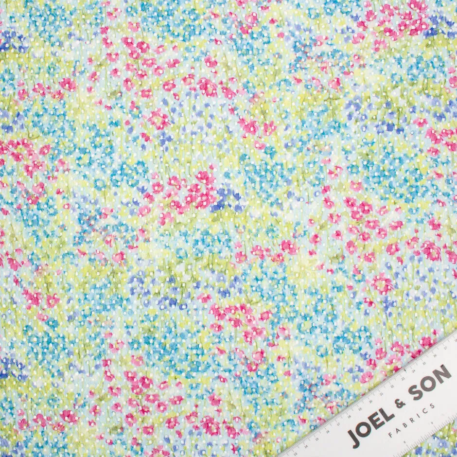 Pastel Floral Printed Embroidered Fabric (A 2.20m Piece)