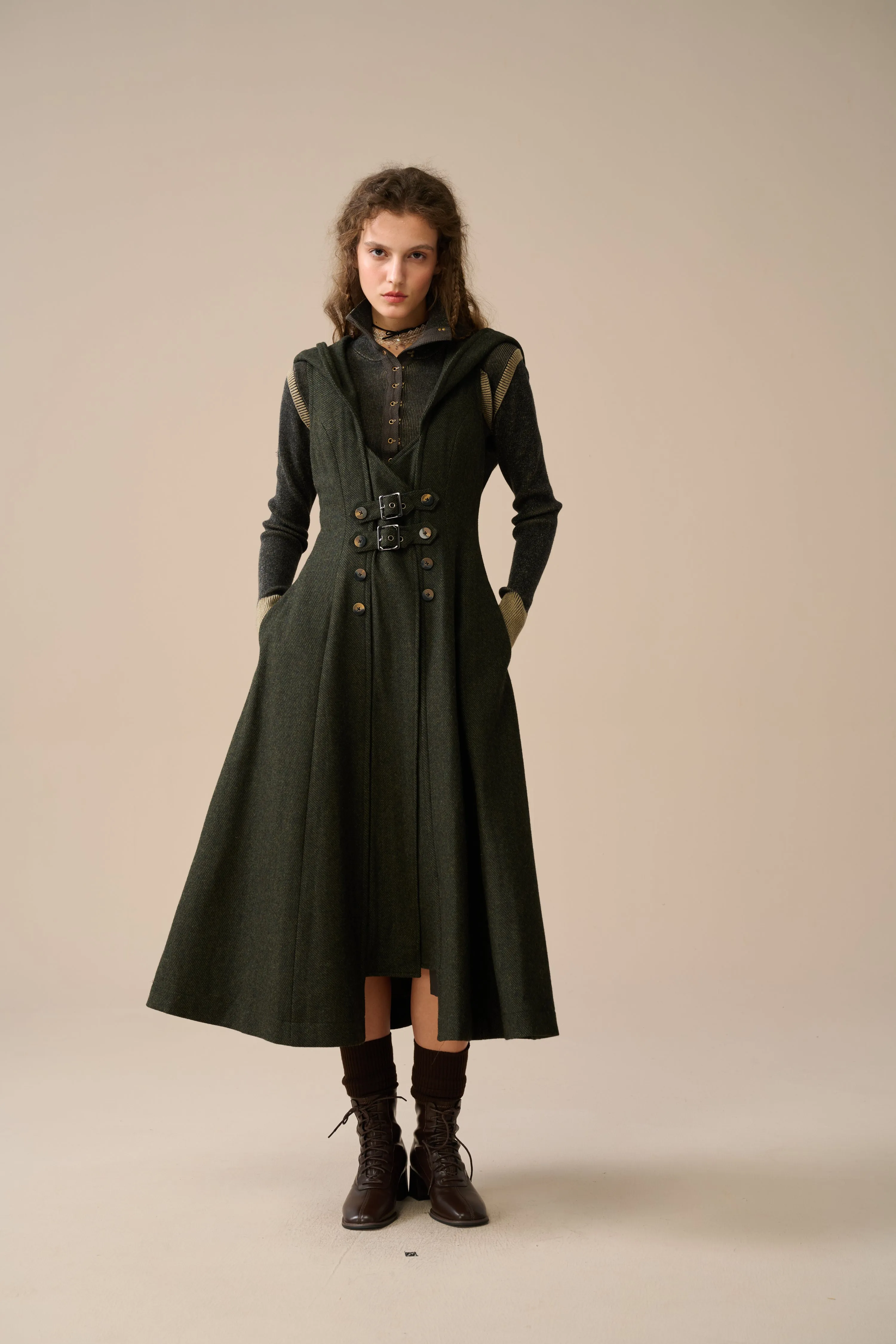 Patricia 21| hooded corset wool dress