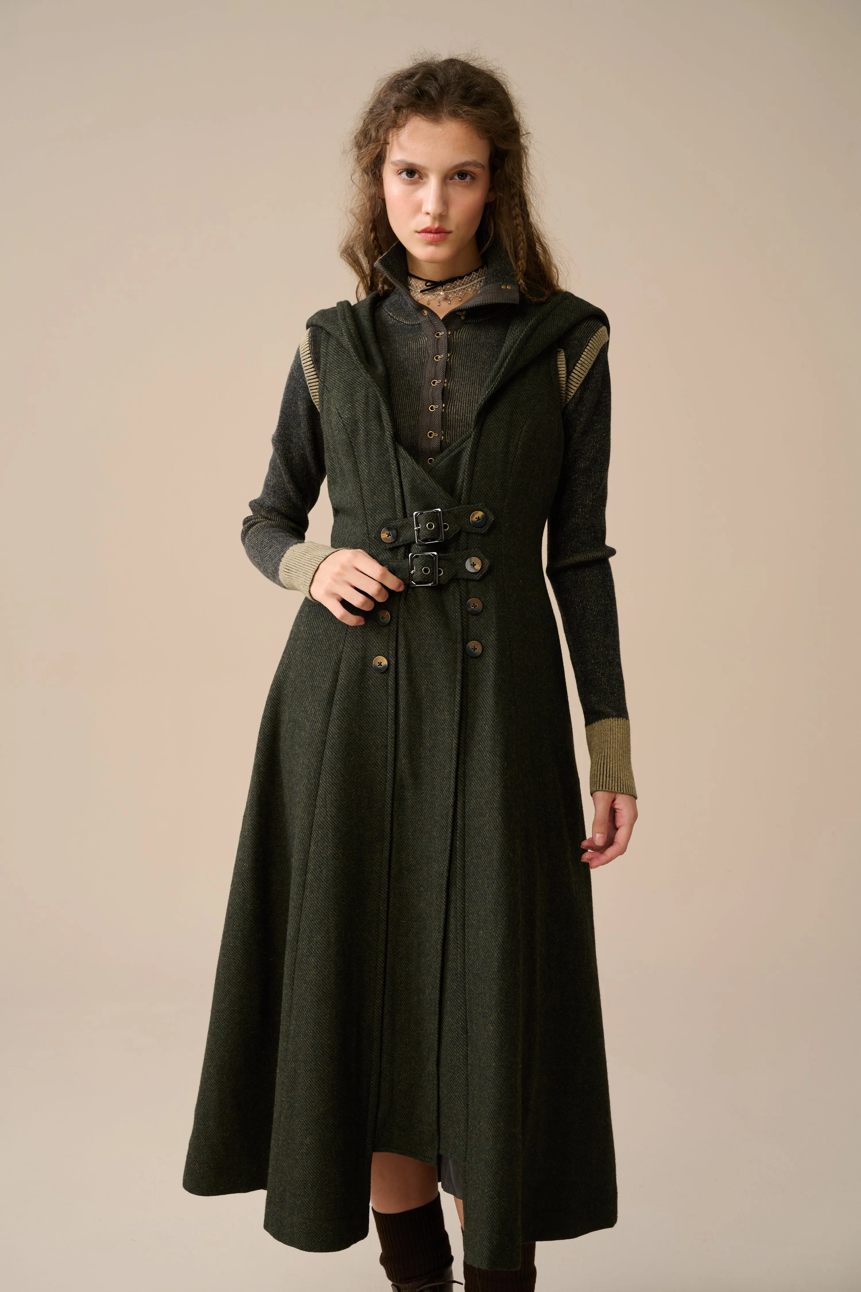 Patricia 21| hooded corset wool dress