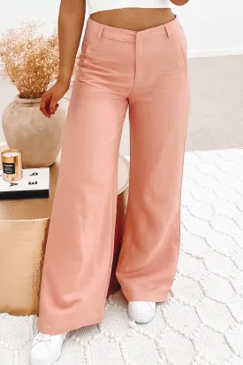 Perfection Tailored Wide Leg Pant Peach Pink