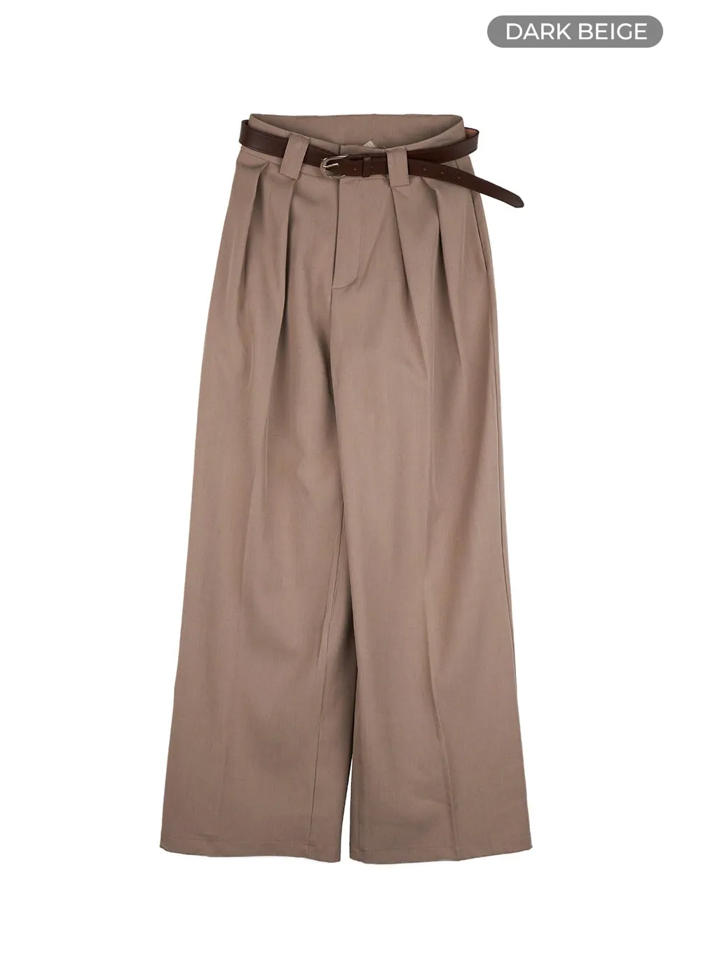 Pintuck Belted Wide Leg Tailored Pants OU411